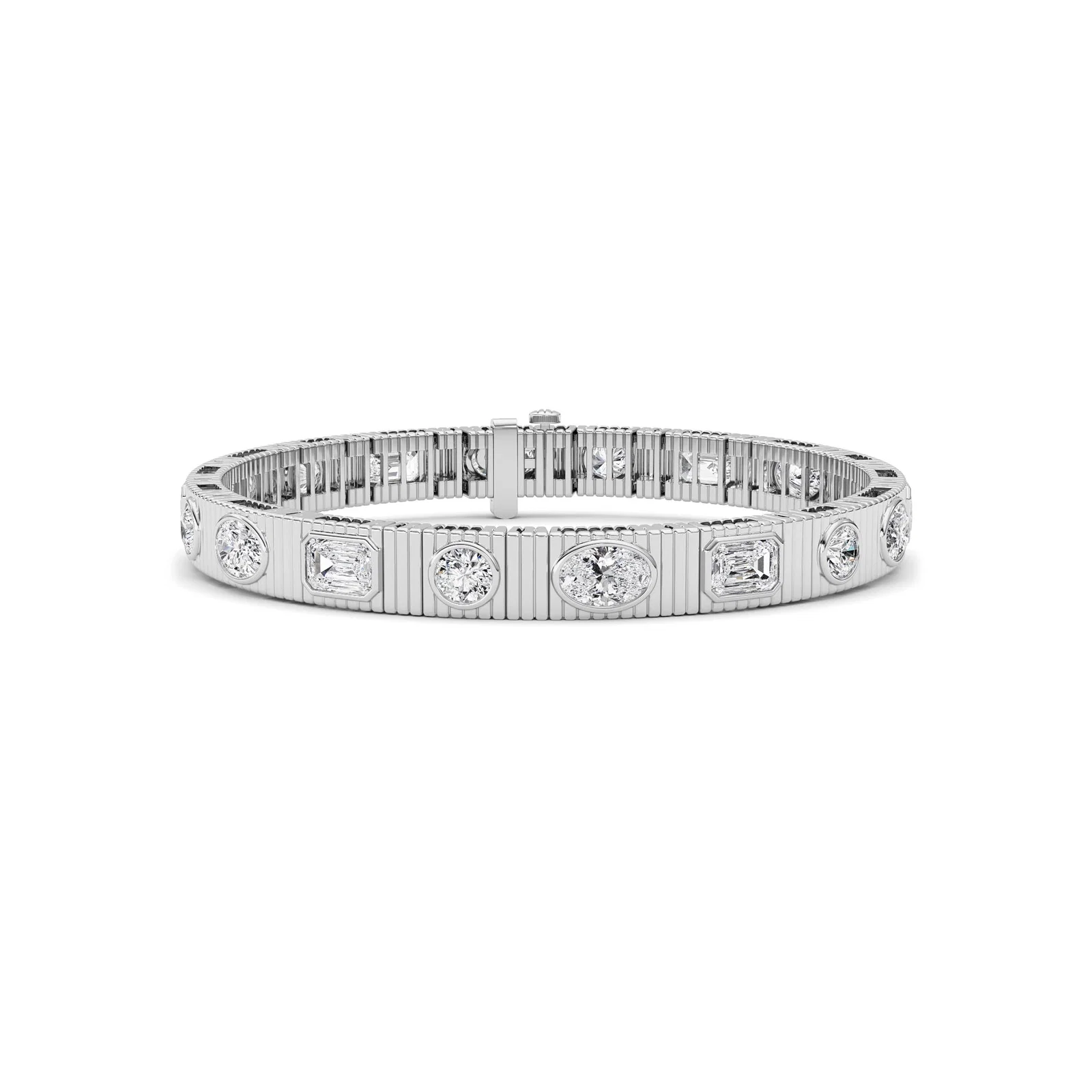 Bezel multi tennis bracelet, white gold with mixed-cut bezel-set diamonds